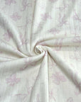 (POINTELLE COTTON SPANDEX RIB) PINK BOWS ON LIGHT CREAM