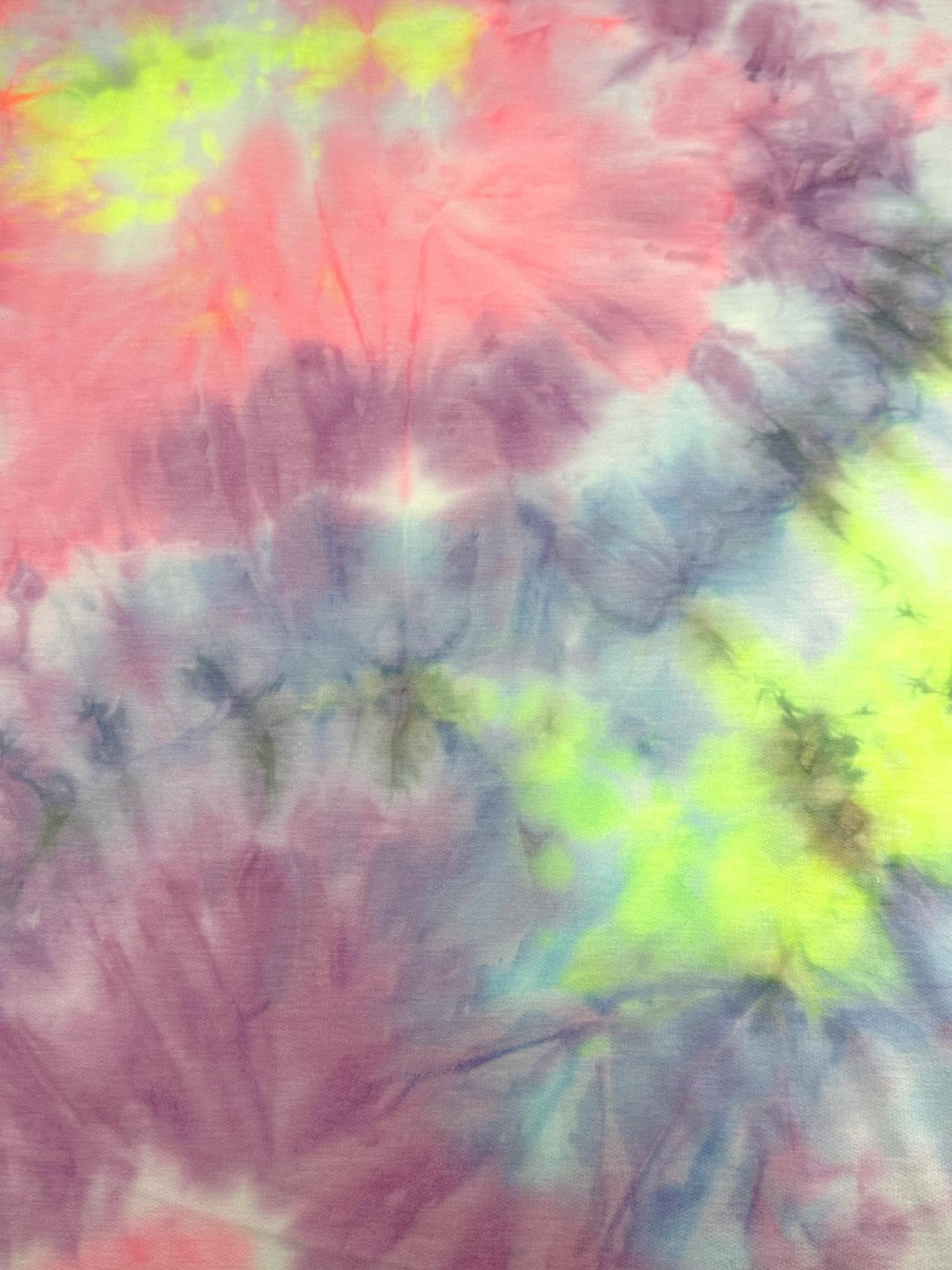 (FRENCH TERRY) LIME, PURPLE, PINK, AND SKY BLUE TIE DYE