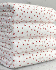 (POINTELLE RIB) TINY RED HEARTS ON OFF WHITE