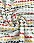 (WAFFLE) RED, MUSTARD, BLACK, RUST, GREEN AND GRAY LINES ON OFF WHITE (3)