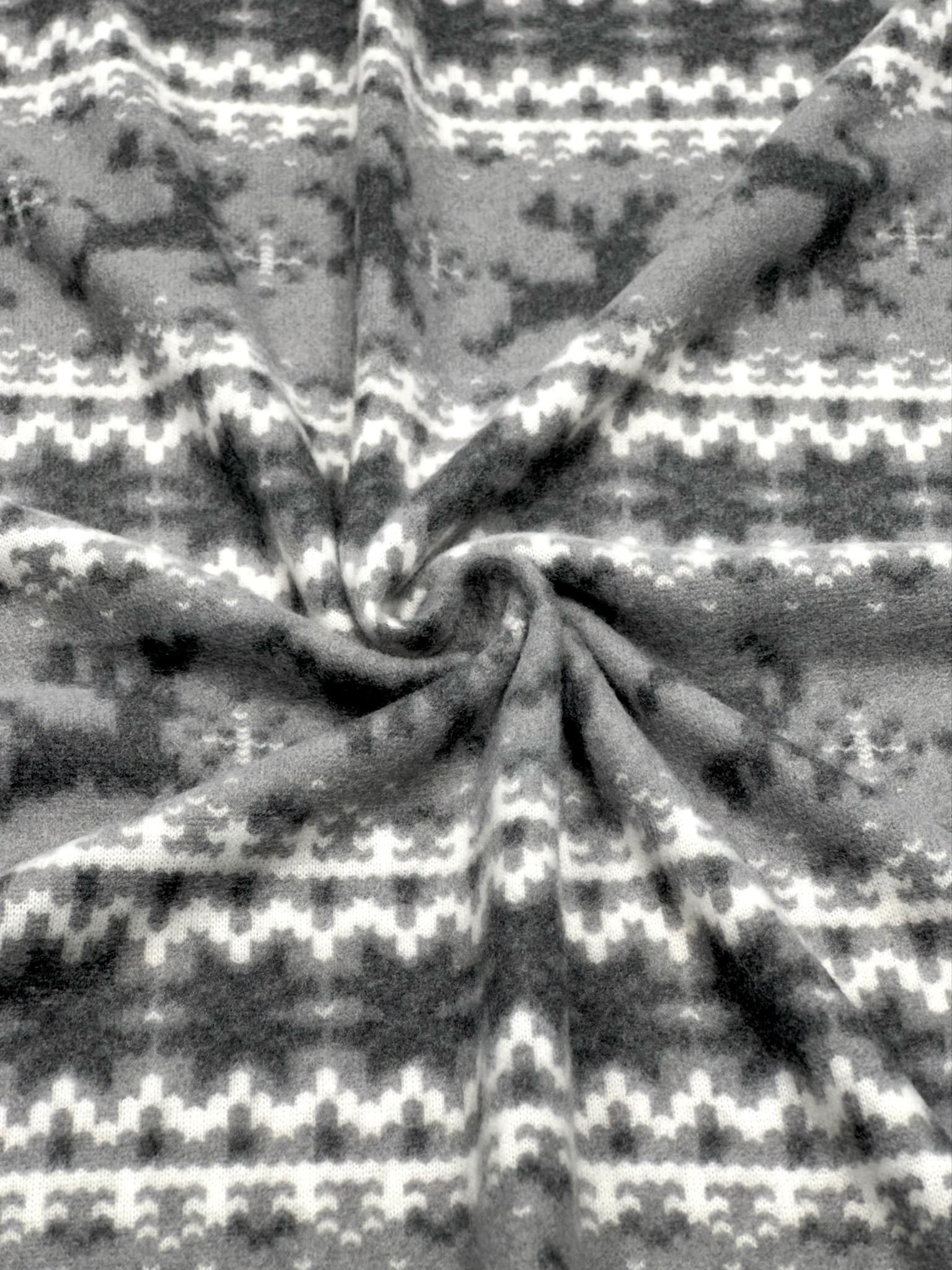 (BRUSHED SWEATER KNIT) BLACK REINDEERS ON GREY