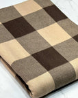 (SWEATER KNIT/ OAKLEY) BROWN AND TAUPE GINGHAM PLAID