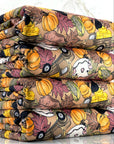 (SWEATER KNIT/OAKLEY) SMALL HAY TRUCKS, SCARECROWS & BLACK CROWS ON COFFEE