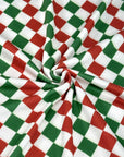 (4X2 RIB) RED, GREEN AND OFF WHITE CHECKERED