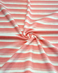 (RIB) OFF WHITE AND LIGHT CORAL STRIPES