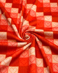 (4X2 YUMMY RIB) PINK AND RED HEARTS ON CHECKERED PATTERN