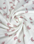(2X2 RIB) TINY ROSE PINK BOWS ON OFF WHITE