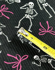 (4X2 RIB) SKELETONS AND PINK BOWS ON BLACK (3)