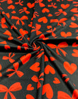 (4X2 YUMMY RIB) RED HEARTS AND BOWS ON BLACK