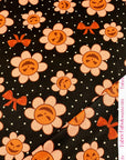 (4X2 RIB) ORANGE PUMPKIN FLOWERS AND BOWS ON DARK BROWN