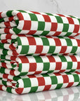 (4X2 RIB) RED, GREEN AND OFF WHITE CHECKERED