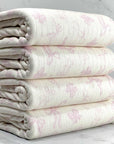 (POINTELLE COTTON SPANDEX RIB) PINK BOWS ON LIGHT CREAM