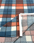 (BRUSHED SWEATER KNIT) RED, BLUE, AND OFF WHITE PLAID