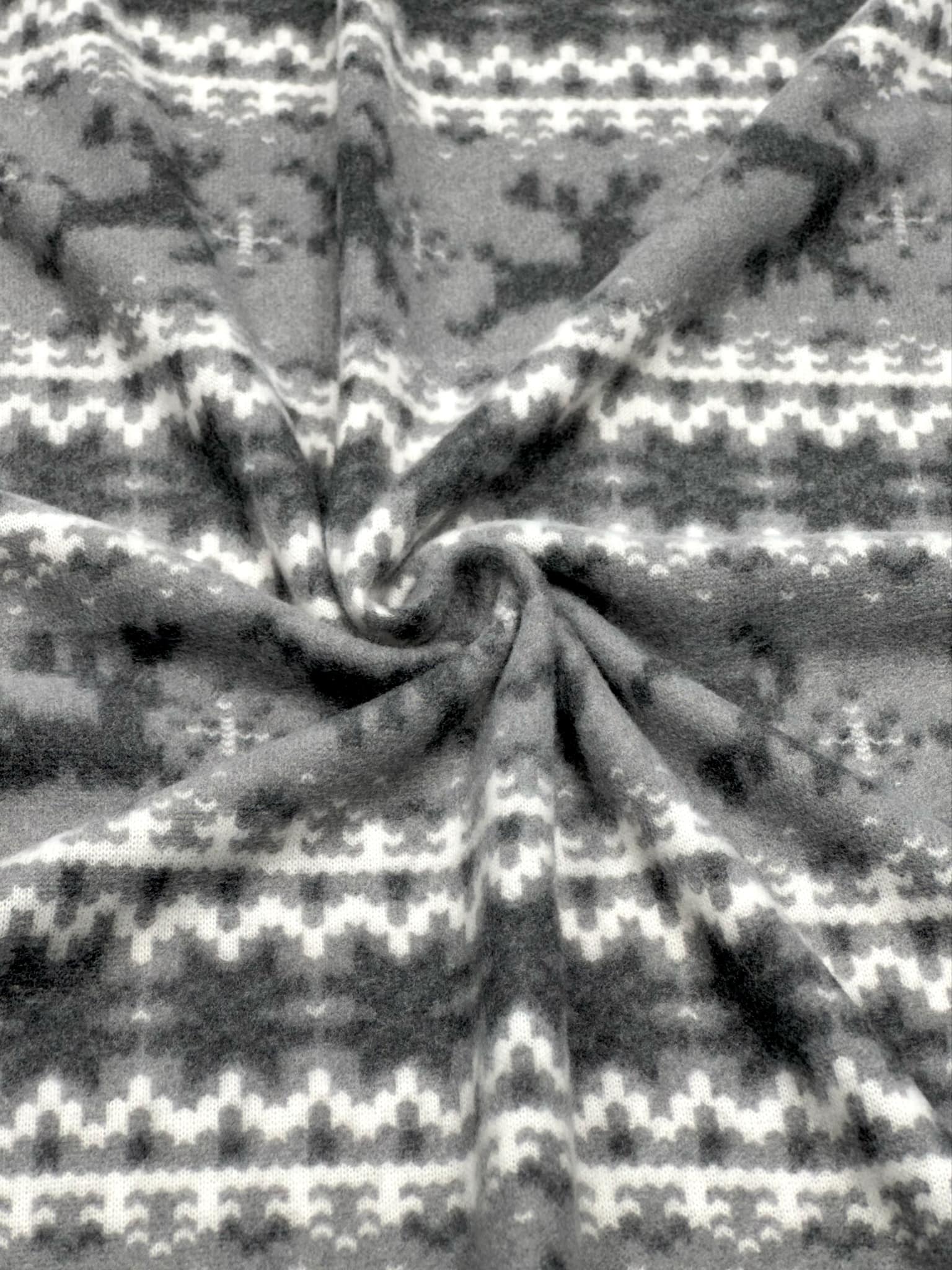 (BRUSHED SWEATER KNIT) BLACK REINDEERS ON GREY