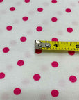 (COTTON JERSEY) TINY HOT PINK POLKA DOTS ON OFF WHITE