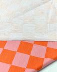 (FRENCH TERRY) ORANGE AND PINK CHECKERED
