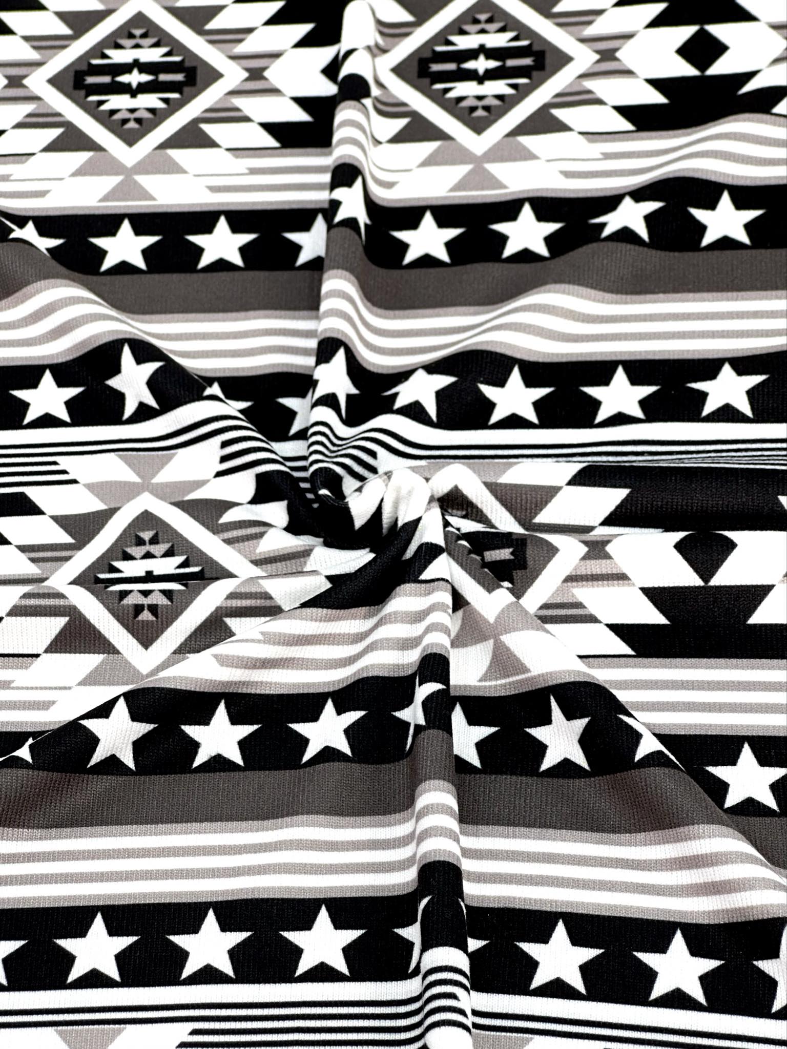 (SWEATER KNIT/ OAKLEY) BLACK, WHITE, AND CHARCOAL WESTERN STAR PATTERN