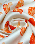 (SATIN) ORANGE MUSHROOMS ON CREAM