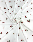 (2X2 RIB) TINY RED CHERRIES ON OFF WHITE