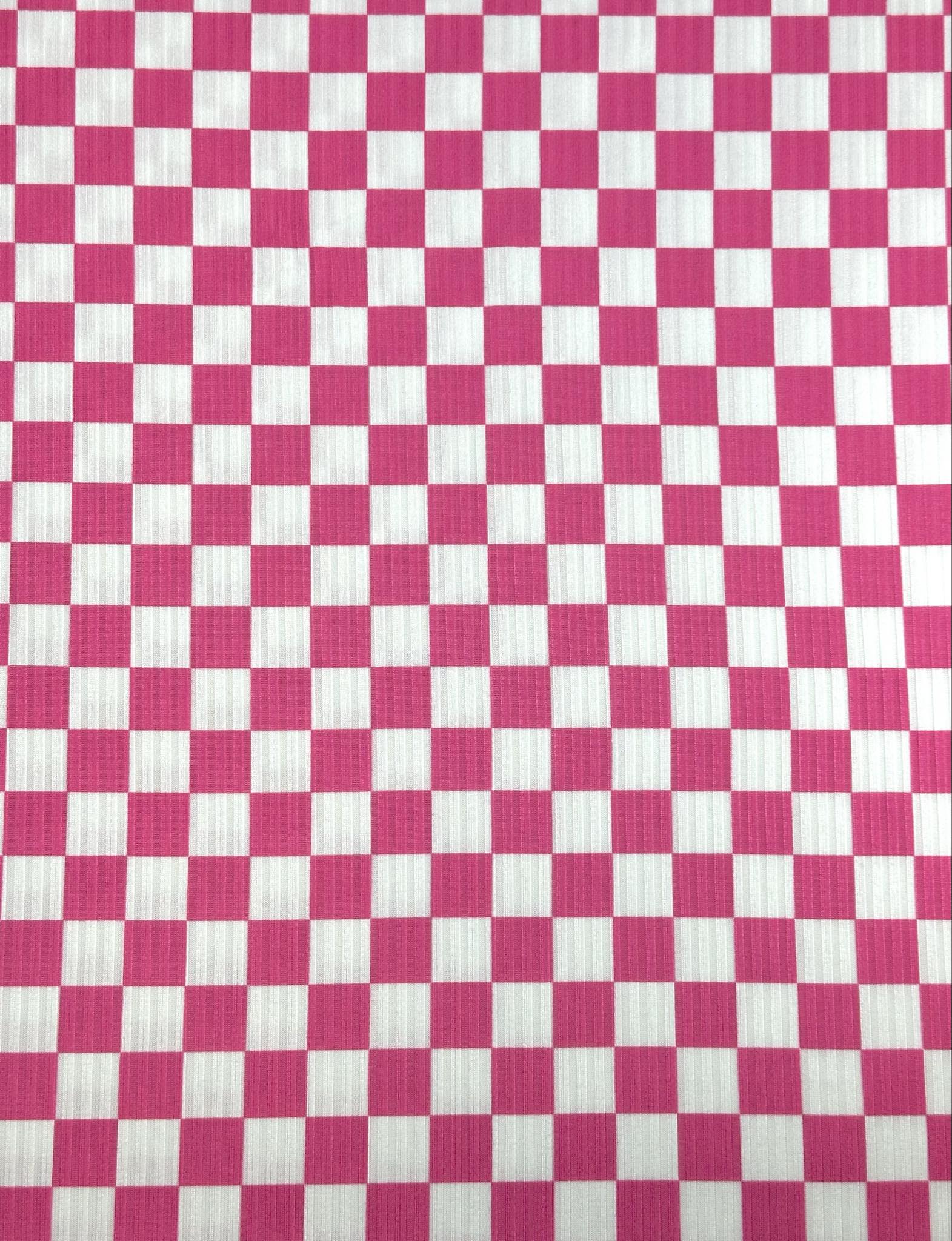 (YUMMY RIB) FUSCHIA AND OFF WHITE CHECKERED