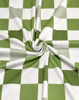 (4X2 RIB) SAGE GREEN AND OFF WHITE CHECKERED