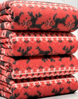 (BRUSHED SWEATER KNIT) BLACK REINDEERS ON RED