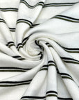 (RAYON MODAL) OLIVE AND BLACK STRIPES ON OFF WHITE