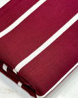 (RAYON MODAL) OFF WHITE STRIPES ON BURGUNDY