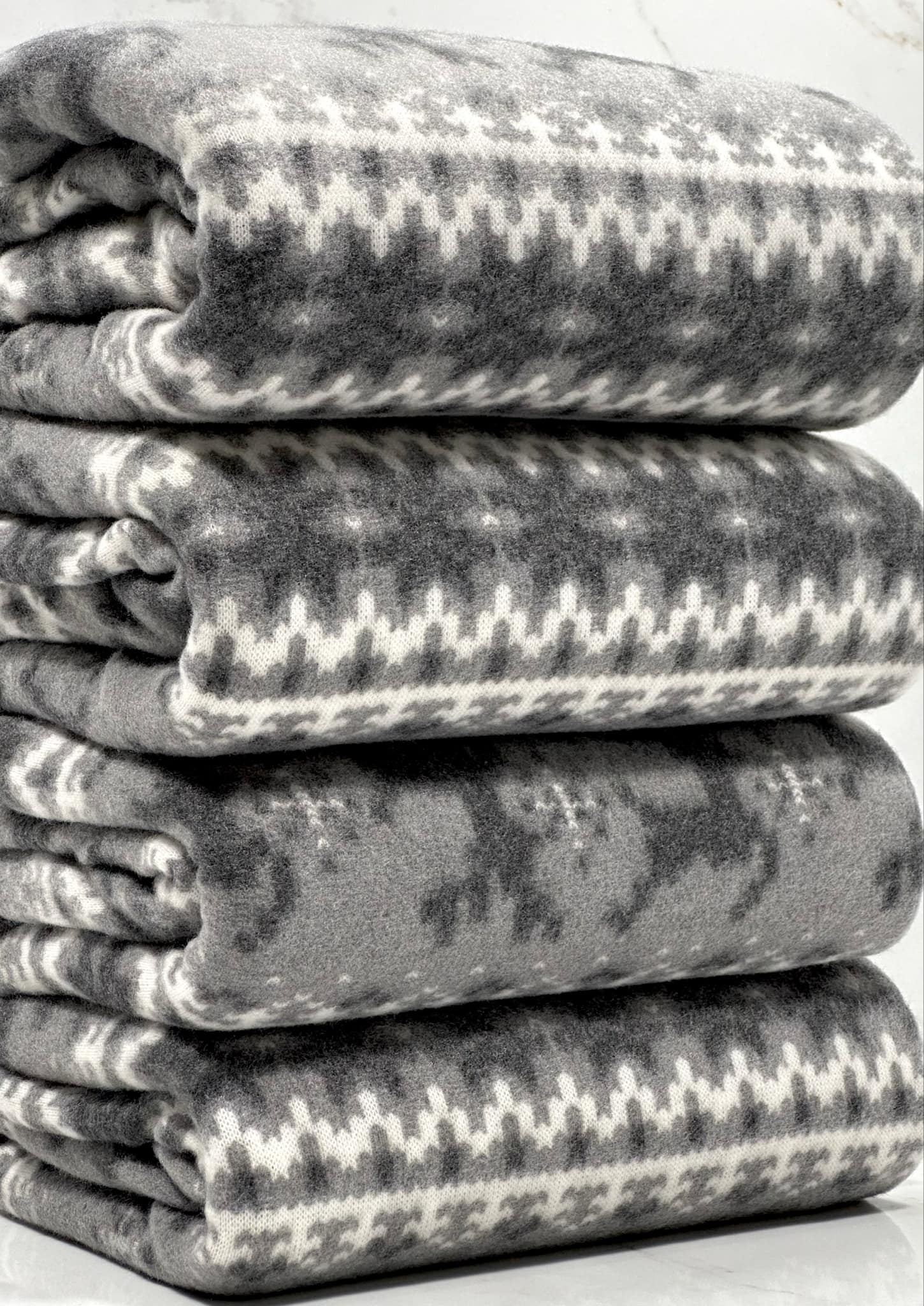 (BRUSHED SWEATER KNIT) BLACK REINDEERS ON GREY