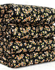 (4X2 YUMMY RIB) ORANGE AND WHITE FLOWERS ON BLACK