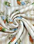 (URBAN RIB) MEDIUM BUNNIES WITH CARROTS ON TAN STRIPES