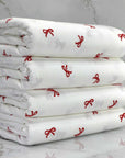 (2X2 RIB) TINY RED BOWS ON OFF WHITE