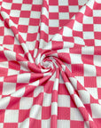 (4X2 YUMMY RIB) PINK AND OFF WHITE CHECKERED