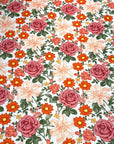 (4X2 RIB) RUST, PEACH, AND COPPER HATTIE FLOWERS ON OFF WHITE