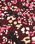 (HACCI SWEATER KNIT) PINK, IVORY, AND BLACK LEOPARD ON BURGUNDY