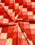 (4X2 YUMMY RIB) MEDIUM PINK AND RED HEARTS ON CHECKERED PATTERN