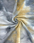 (TEXTURE HORIZONTAL RIB) VINTAGE YELLOW, GRAY AND OFF WHITE TIE DYE