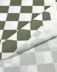 (FRENCH TERRY) OLIVE AND OFF WHITE CHECKERED