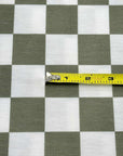 (FRENCH TERRY) OLIVE AND OFF WHITE CHECKERED