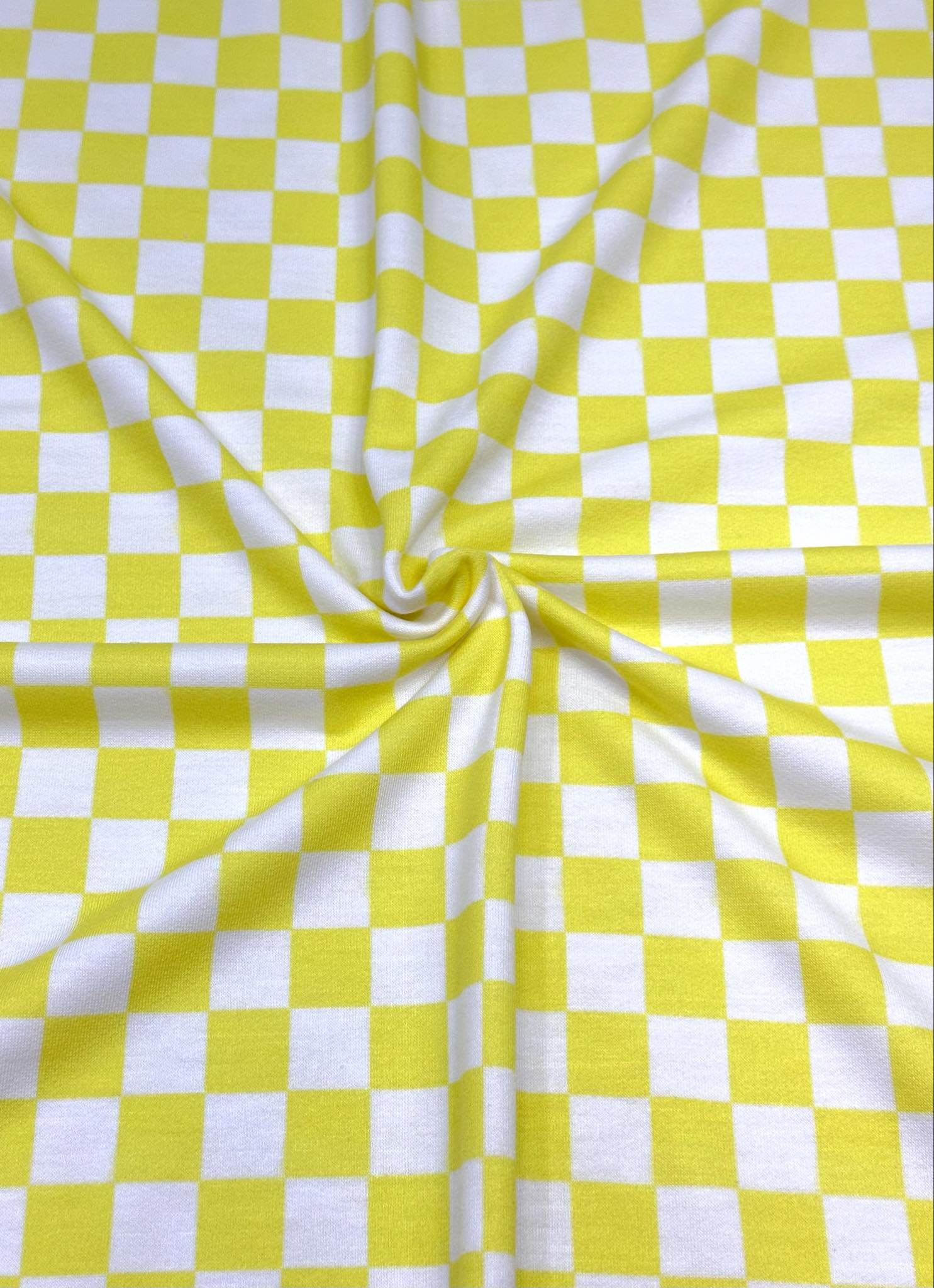 (FRENCH TERRY) YELLOW AND OFF WHITE CHECKERED