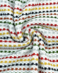 (WAFFLE) RED, MUSTARD, BLACK, RUST, GREEN AND GRAY LINES ON OFF WHITE (3)