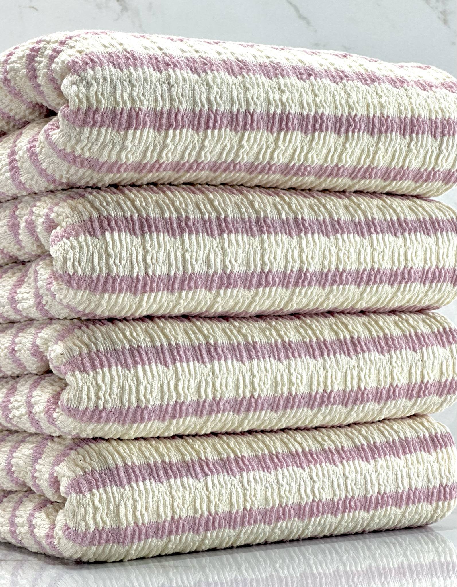 (GUAPO STRIPE) FROSTED LILAC STRIPES ON IVORY