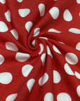 (COTTON SPANDEX) OFF WHITE POLKA DOTS ON RED