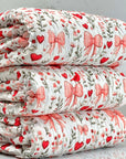(RUFFLE LACE) HEARTS, BOWS, FLOWERS, AND RED BIRDS ON OFF WHITE