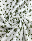 (4X2 YUMMY RIB) TINY OLIVE FLOWERS ON OFF WHITE