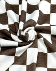 (FRENCH TERRY) BROWN AND OFF WHITE MEDIUM CHECKERED
