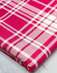 (DTY NON BRUSHED) HOT PINK AND OFF WHITE PLAID