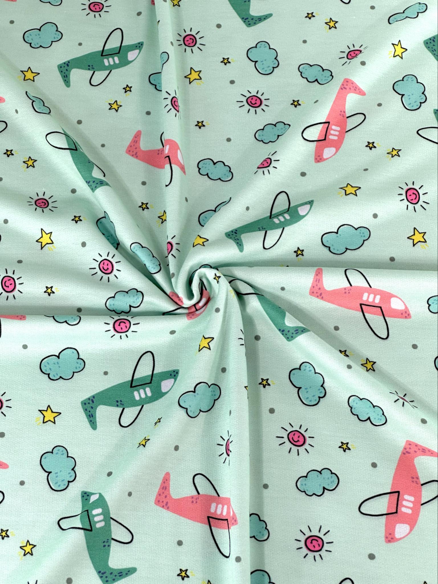 (FRENCH TERRY) PLANES AND CLOUDS ON MINT
