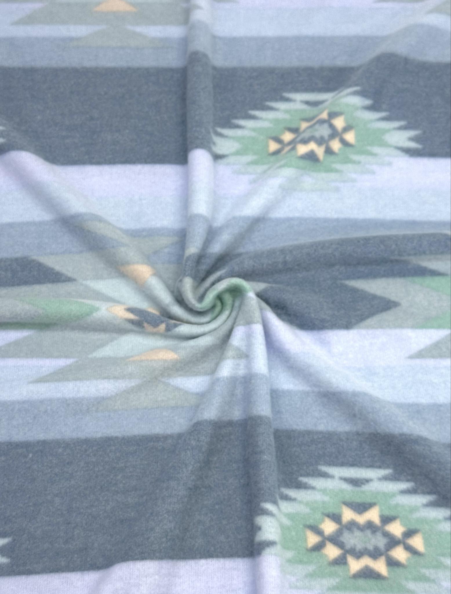 (BRUSHED SWEATER KNIT) BLUE AND JADE WESTERN PATTERN