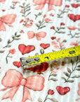 (URBAN RIB) HEARTS, BOWS, FLOWERS, AND RED BIRDS ON OFF WHITE